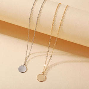 Round Pendant Chain Necklace (Available in Multiple Colors)