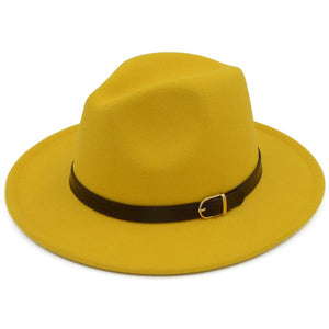 Wide Brim Fedora w/ Belt Buckle (Available in Multiple Colors)
