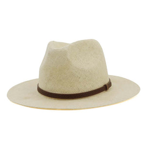Wide Brim Straw Fedora Hat w/ Belt (Available in Multiple Colors)