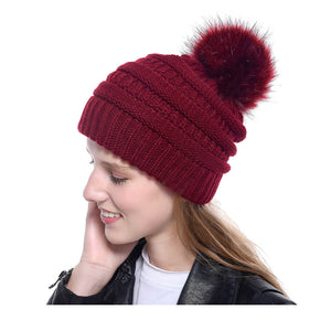 Knitted Pom-Pom Beanies (Available in Multiple Colors)