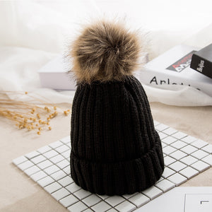 Knitted Removable Pom-Pom Beanies (Available in Multiple Colors)