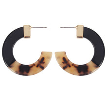 Load image into Gallery viewer, C Shaped Black/Tortoise Shell Earrings
