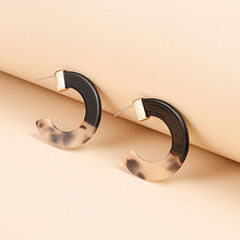 Load image into Gallery viewer, C Shaped Black/Tortoise Shell Earrings
