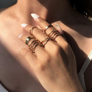 Cross Spiral Pattern Ring Set (Available in Multiple Colors)