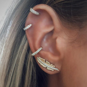 Diamond Leaf Earring Cuff Set