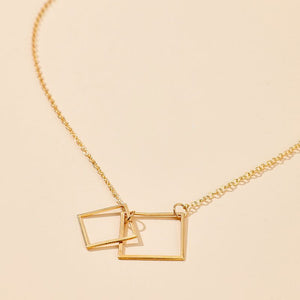 Diamond Buckle Square Pendant Chain Necklace