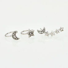 Load image into Gallery viewer, Diamond Moon and Stars Earring Cuff Set (Available in Multiple Colors)
