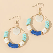 Load image into Gallery viewer, Round Shell Hoop Earrings
