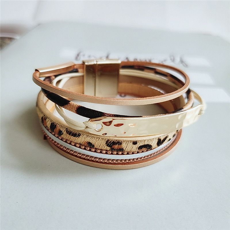 Leopard Gold Layered Cuff Bracelet