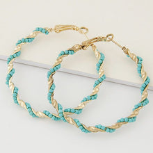 Load image into Gallery viewer, Beaded Guilloche&#39; Hoop Earrings (Available in Multiple Colors)
