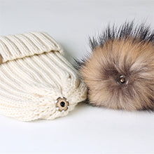 Load image into Gallery viewer, Knitted Removable Pom-Pom Beanies (Available in Multiple Colors)
