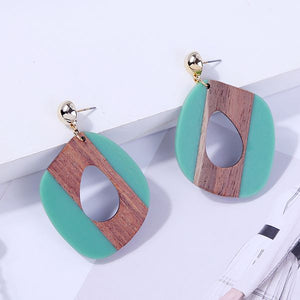 Quadrilateral Shaped Wood Earrings (Available in Multiple Colors)