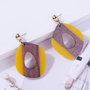 Quadrilateral Shaped Wood Earrings (Available in Multiple Colors)