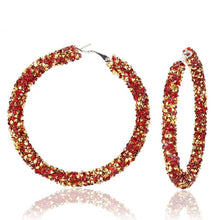 Load image into Gallery viewer, Rhinestone Shimmer Hoop Earrings (Available in Multiple Colors)
