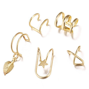Star and Leaf Earring Cuff Set (Available in Multiple Colors)